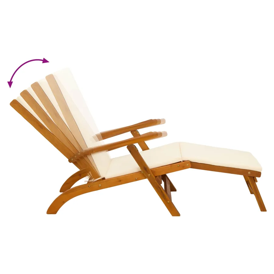 Chaise longue inclinable et pliable 2 pcs Crème blanc - 11