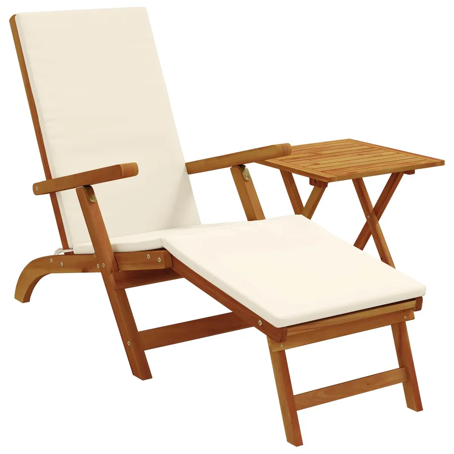 Chaise longue inclinable et pliable 2 pcs Crème blanc - 2
