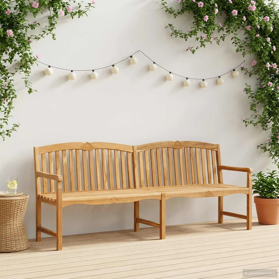 Banc en Bois Sculpté en Rose 228 x 61 x 94,5 cm Naturel