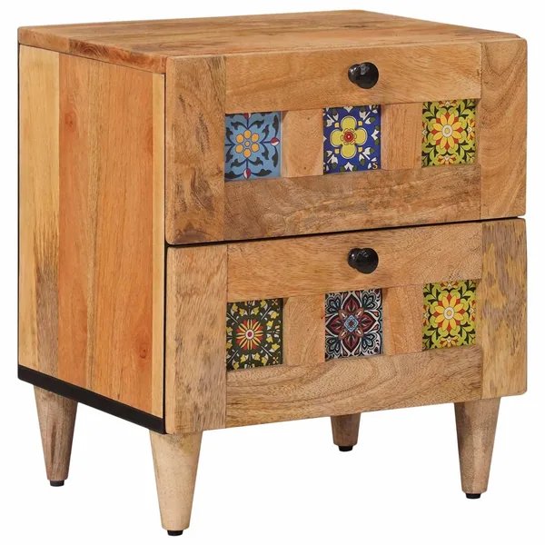 Cabinet de chevet avec tiroir Naturel 40 x 33,5 x 46 cm