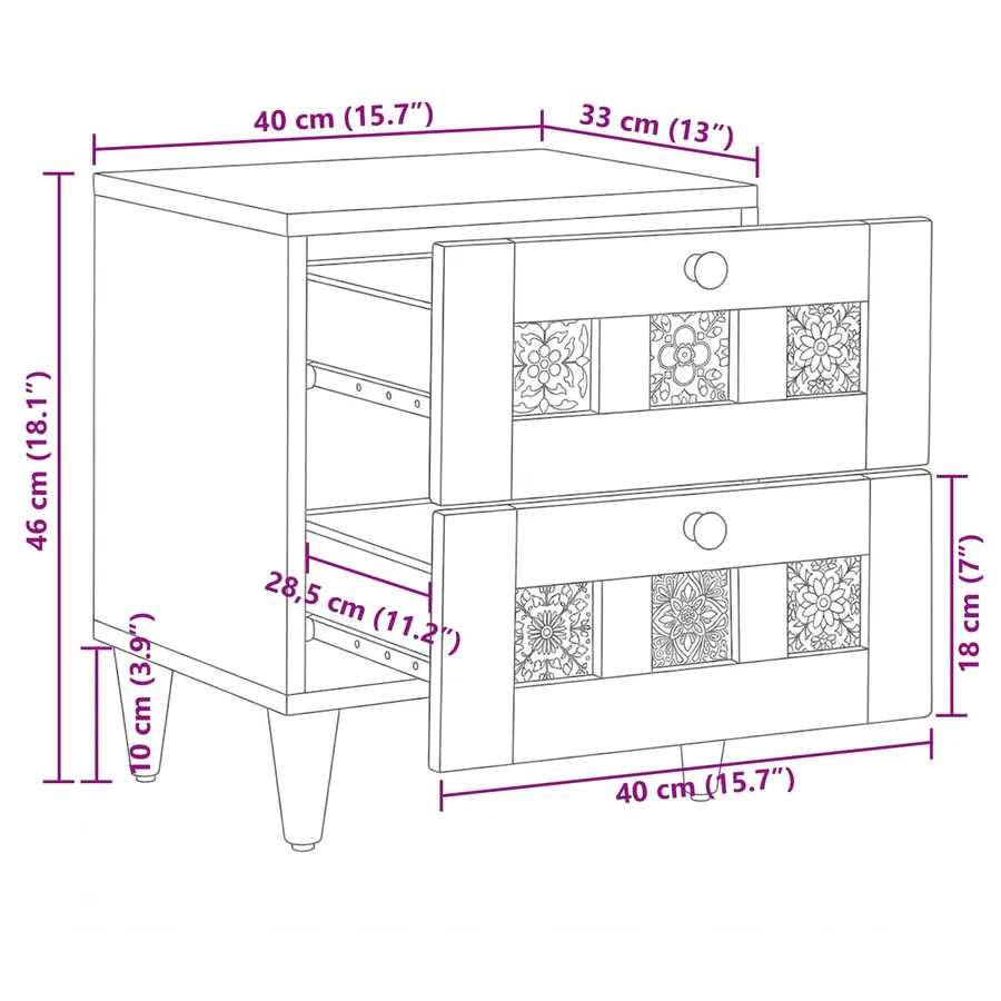 Cabinet de chevet avec tiroir Naturel 40 x 33,5 x 46 cm - 11