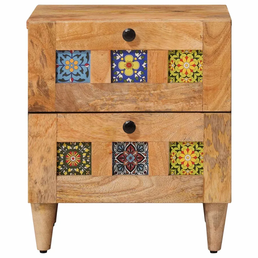 Cabinet de chevet avec tiroir Naturel 40 x 33,5 x 46 cm - 3
