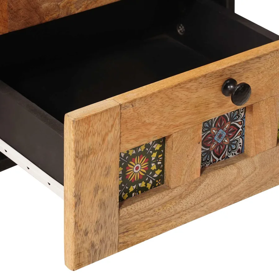 Cabinet de chevet avec tiroir Naturel 40 x 33,5 x 46 cm - 7