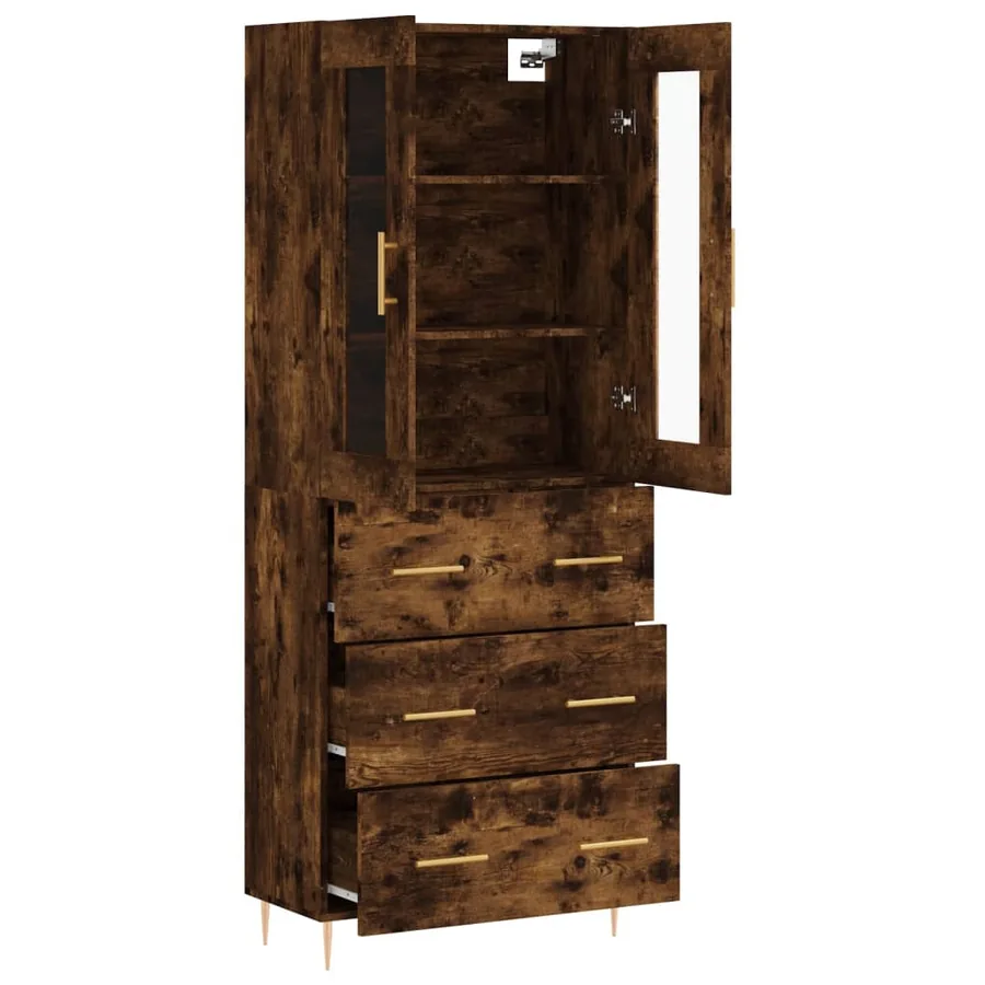Buffet haut Chêne fumé 69,5x34x180 cm Bois d'ingénierie - 4
