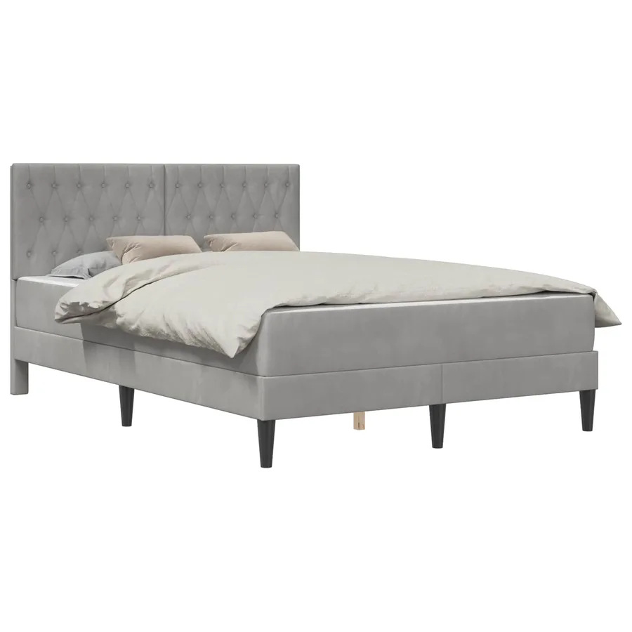 Cadre de lit avec matelas Gris clair 140 x 200 cm Velours - 2