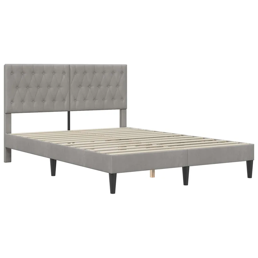 Cadre de lit avec matelas Gris clair 140 x 200 cm Velours - 4