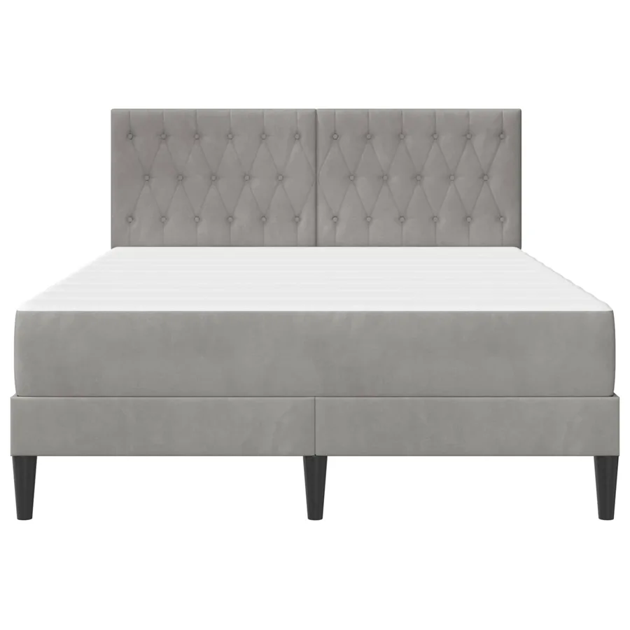 Cadre de lit avec matelas Gris clair 140 x 200 cm Velours - 6