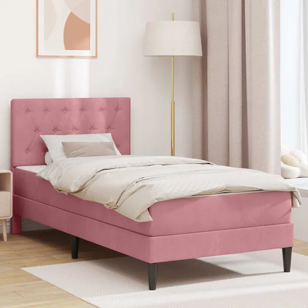 Cadre de lit avec matelas Rose 90 x 190 cm Velours
