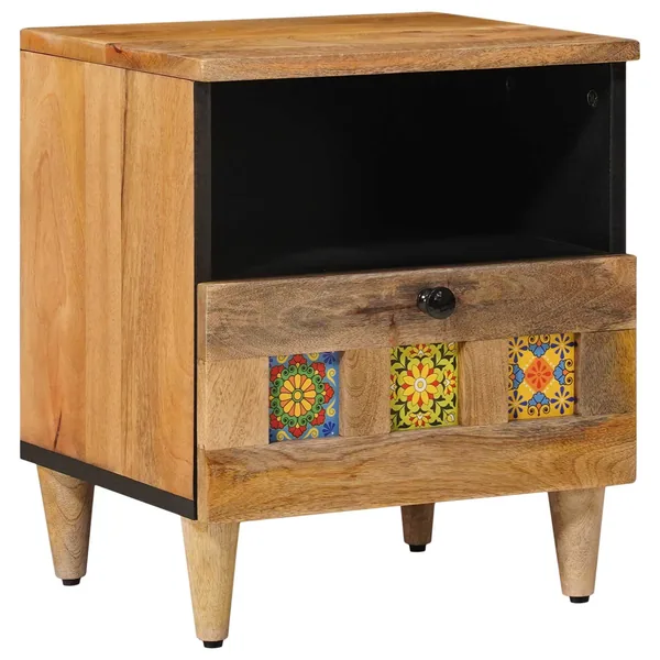 Cabinet de chevet Naturel 40 x 33 x 46 cm Bois de mangue massif
