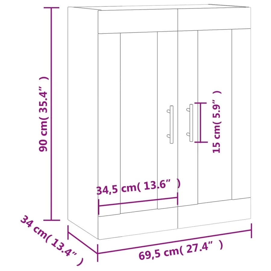 Armoire murale chêne fumé 69,5x34x90 cm - 13