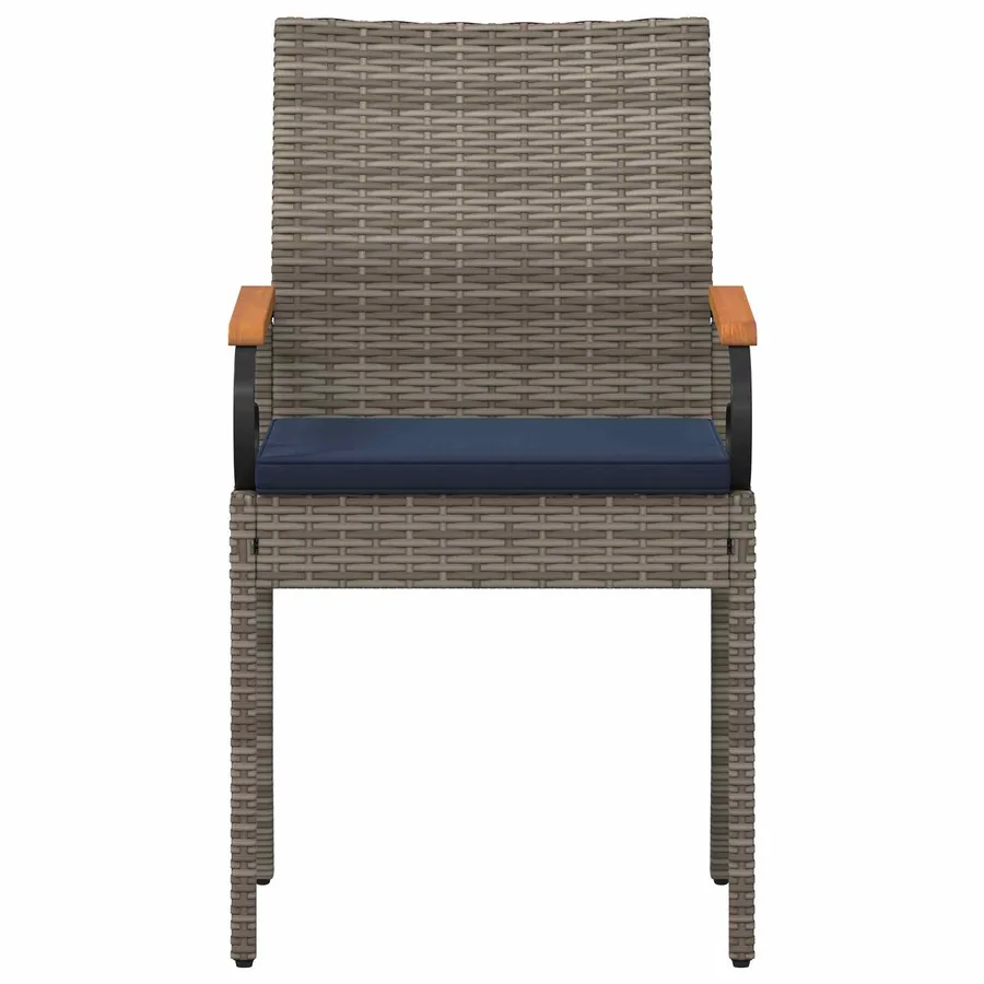 Chaises de jardin avec coussin 4 pcs Gris et bleu marine - 6