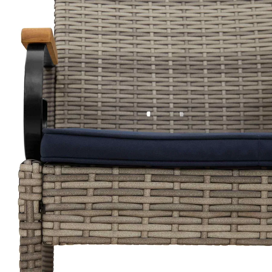 Chaises de jardin avec coussin 2 pcs Gris et bleu marine - 10
