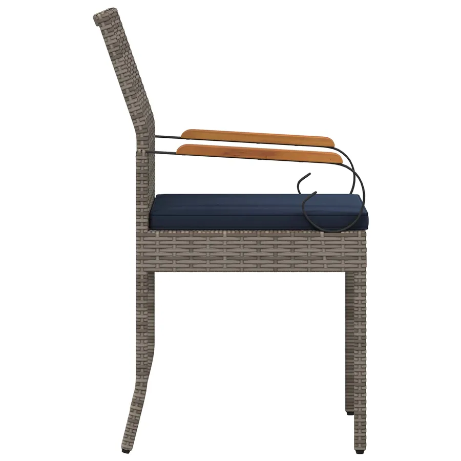 Chaises de jardin avec coussin 2 pcs Gris et bleu marine - 7
