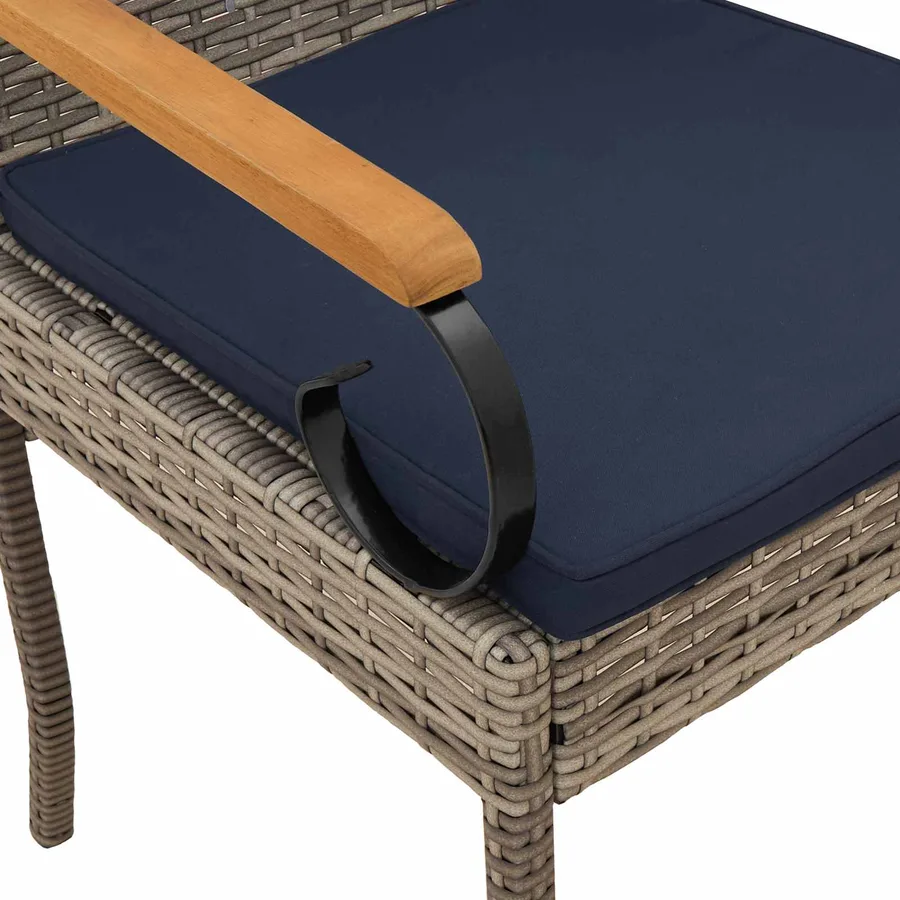 Chaises de jardin avec coussin 2 pcs Gris et bleu marine - 9