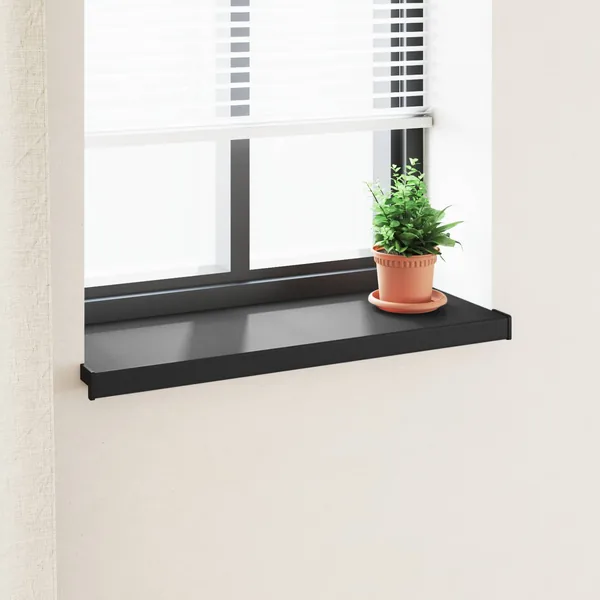 Appui de fenêtre Noir avec grain de bois 80 x 35 x 4,5 cm PVC