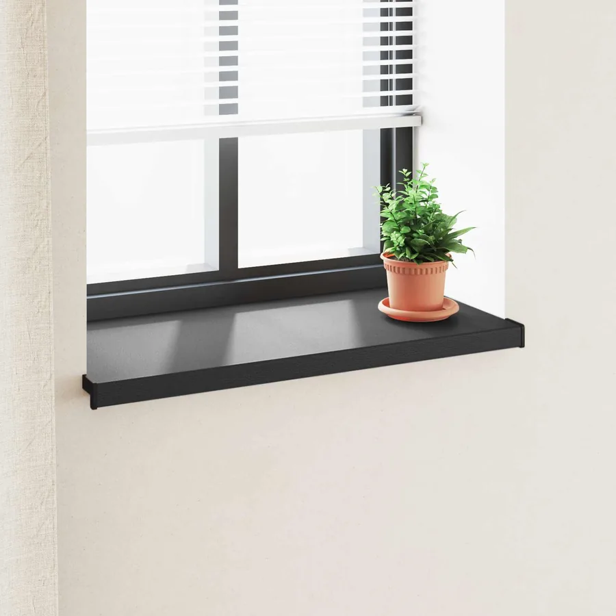 Appui de fenêtre Noir avec grain de bois 60 x 40 x 4,5 cm PVC