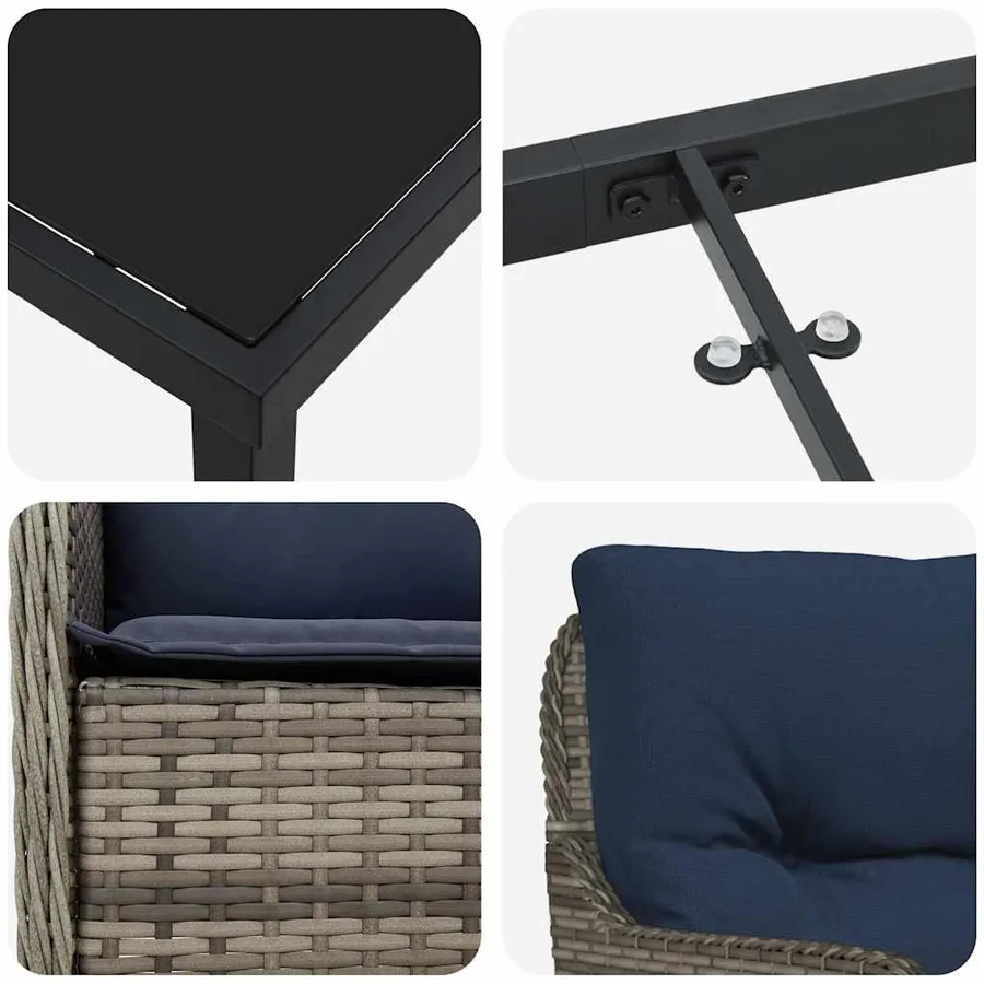 Ensemble de salle à manger pour jardin 9 pcs Gris polyrotin - 9