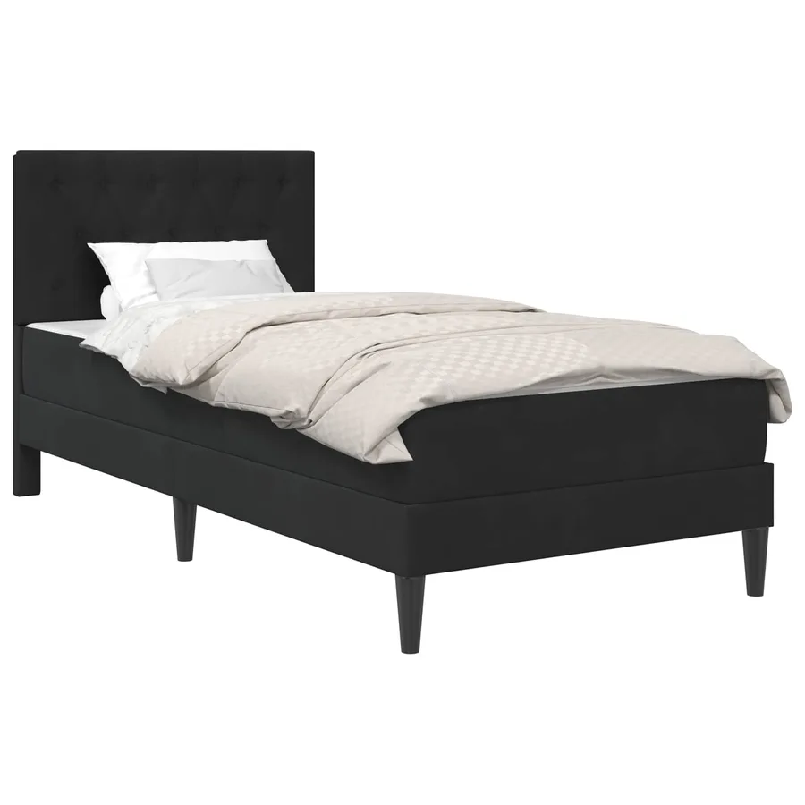 Cadre de lit avec matelas Noir 80 x 200 cm Velours - 2