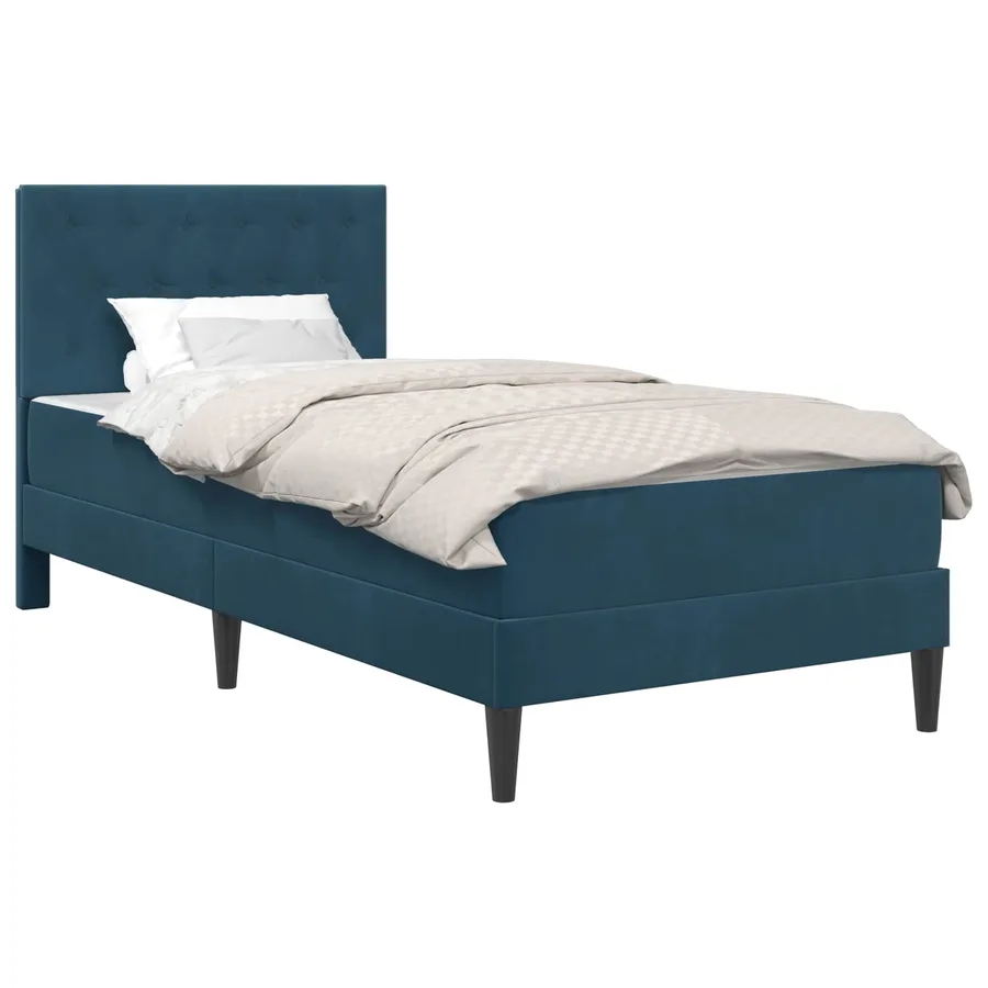 Cadre de lit avec matelas Bleu 100 x 200 cm Velours - 2