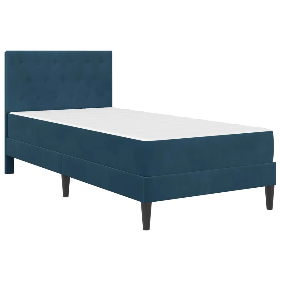 Cadre de lit avec matelas Bleu 100 x 200 cm Velours - 3