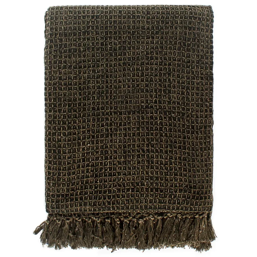 Couverture en coton 160 x 210 cm Anthracite/Marron - 3