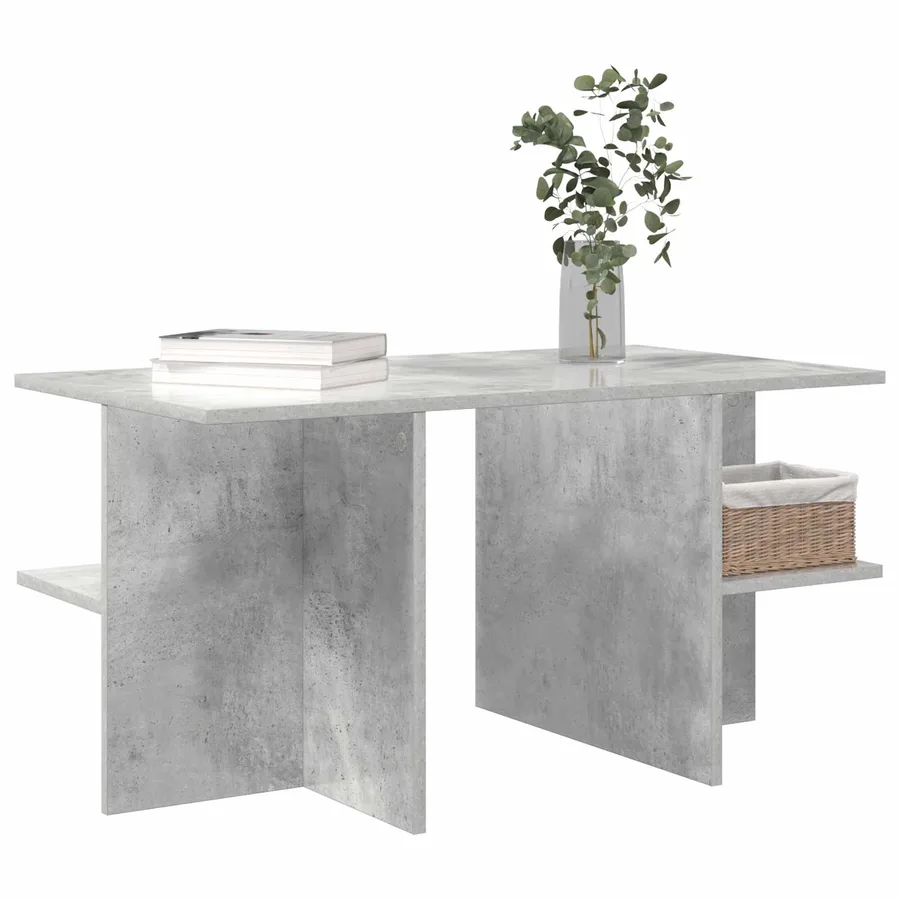 Table basse Gris béton 87 x 50 x 45 cm Bois d’ingénierie - 3