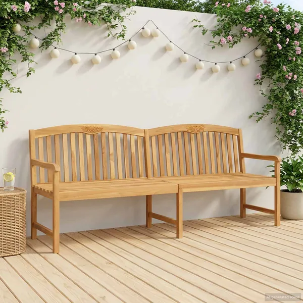 Banc en Bois Sculpté en Rose 228 x 60 x 90 cm Naturel
