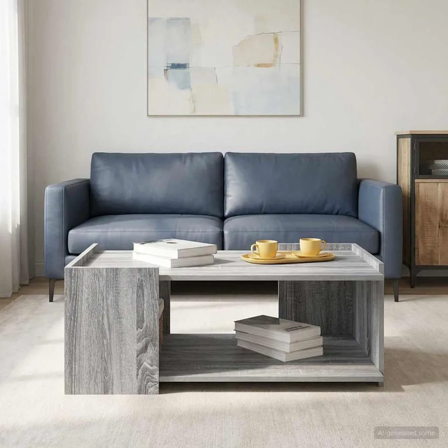 Table basse Sonoma gris 90 x 50 x 33 cm Bois d'ingénierie - 4