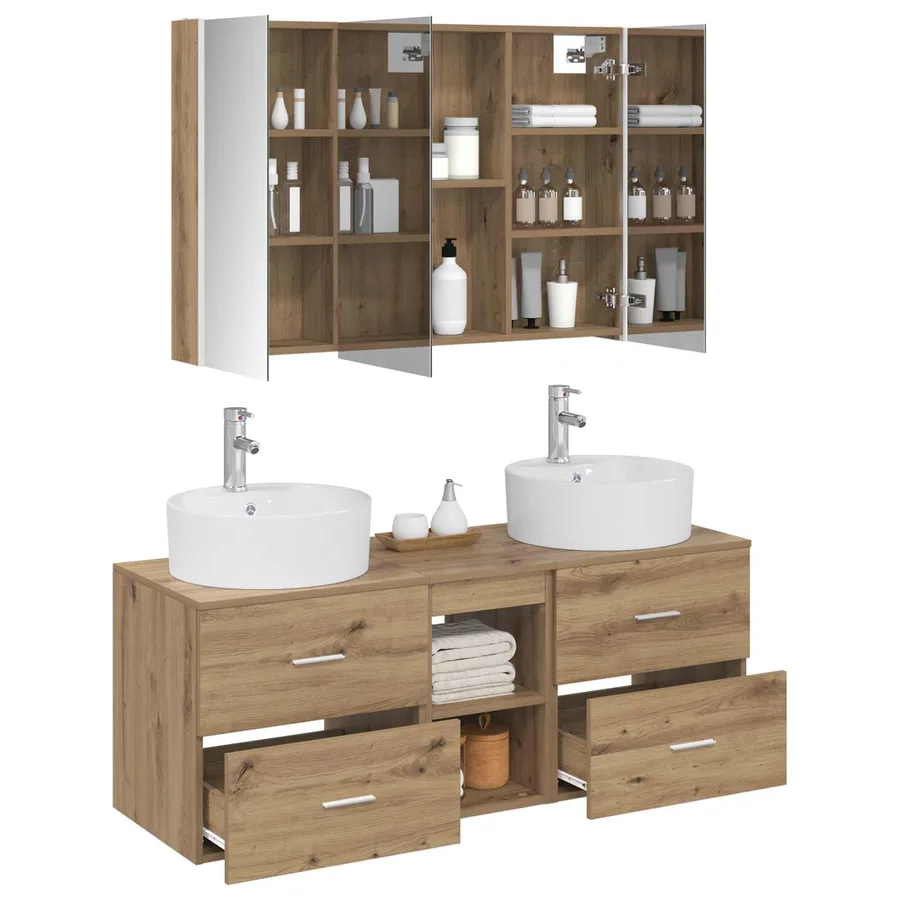 Ensemble de mobilier de salle de bain 4 pc Chêne artisanal - 3