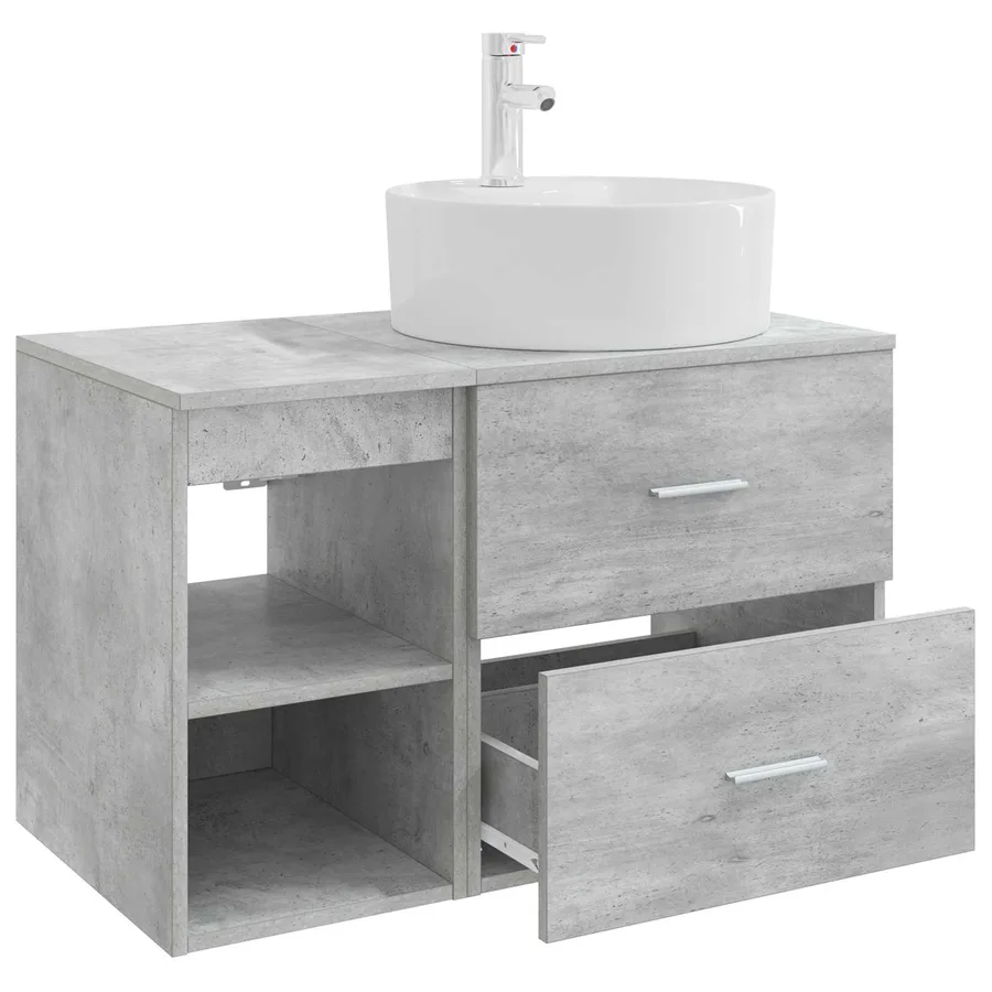 Ensemble de mobilier de salle de bain 2 pcs Gris béton - 4