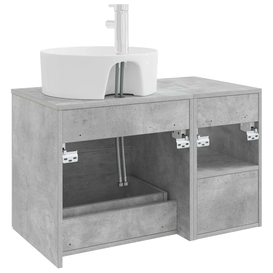Ensemble de mobilier de salle de bain 2 pcs Gris béton - 6