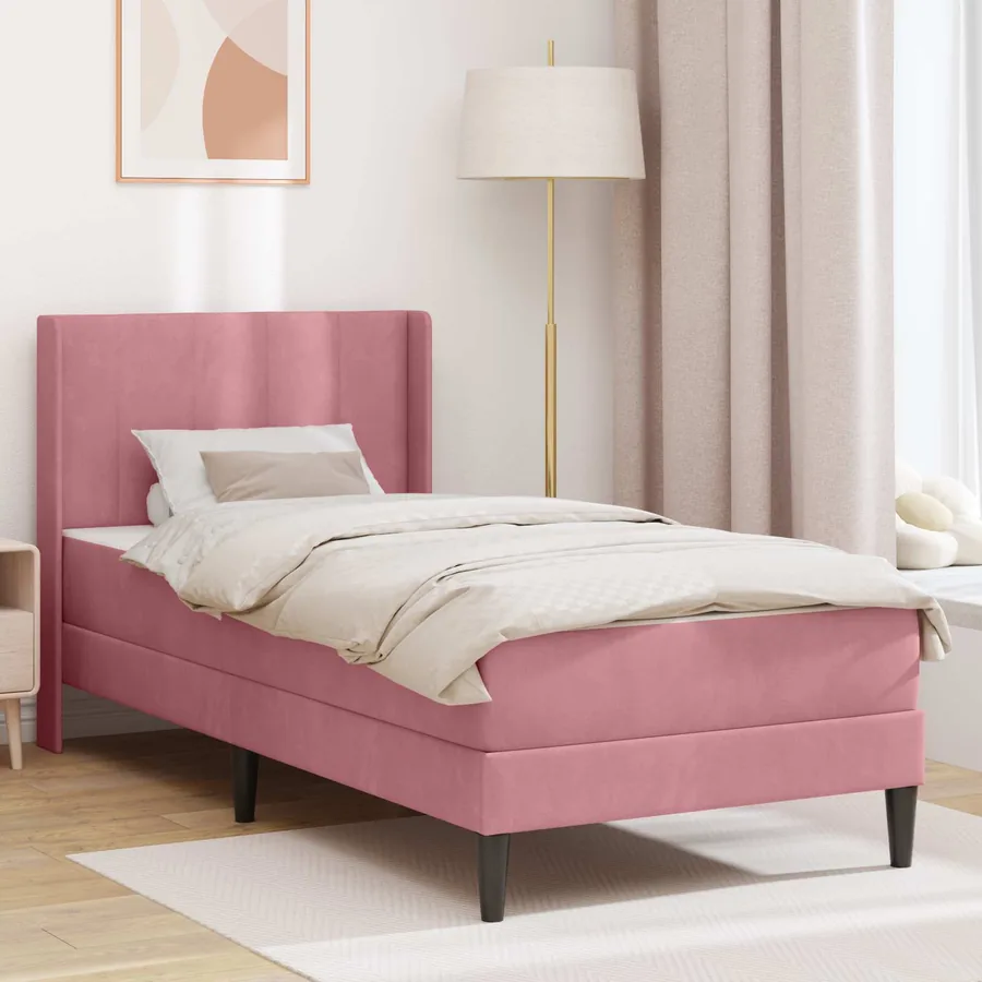 Cadre de lit avec matelas Rose 100 x 200 cm Velours