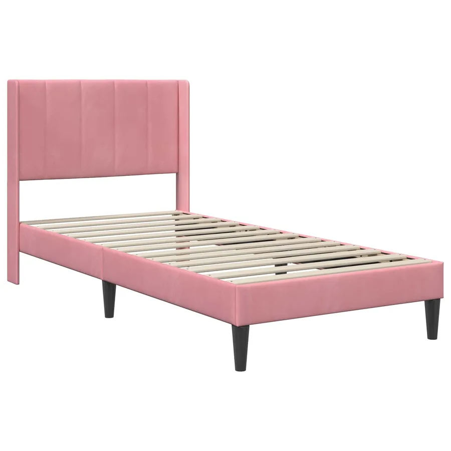 Cadre de lit avec matelas Rose 100 x 200 cm Velours - 4