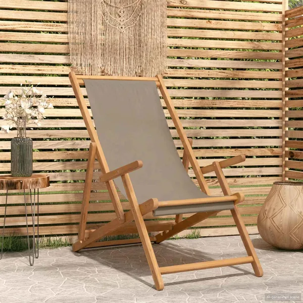 Chaise de plage Taupe Bois de teck massif