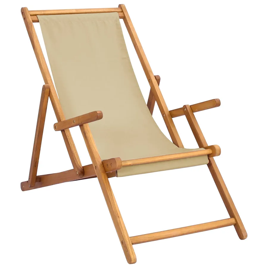Chaise de plage Taupe Bois de teck massif - 11