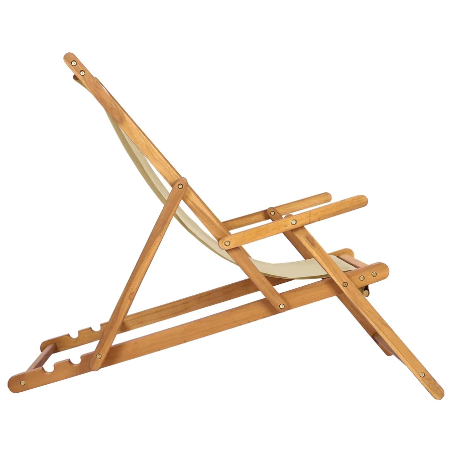 Chaise de plage Taupe Bois de teck massif - 13