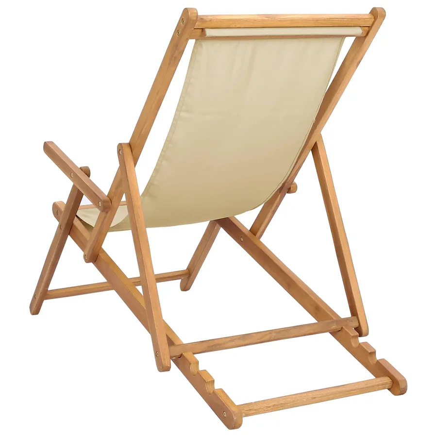 Chaise de plage Taupe Bois de teck massif - 14