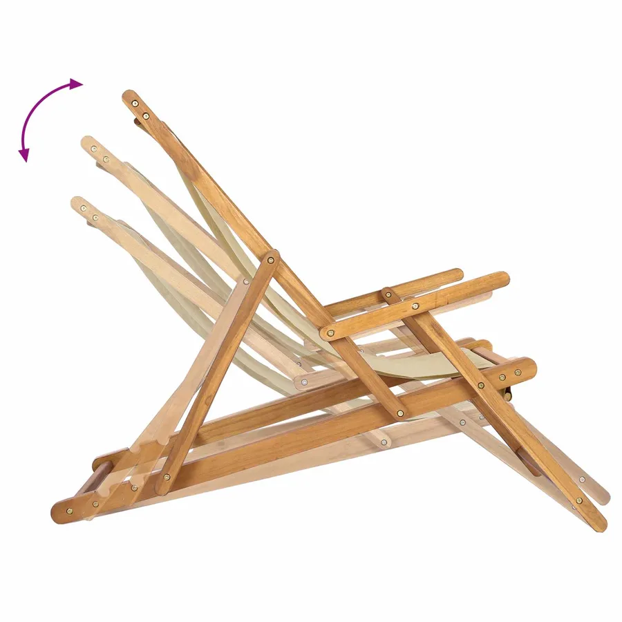 Chaise de plage Taupe Bois de teck massif - 17