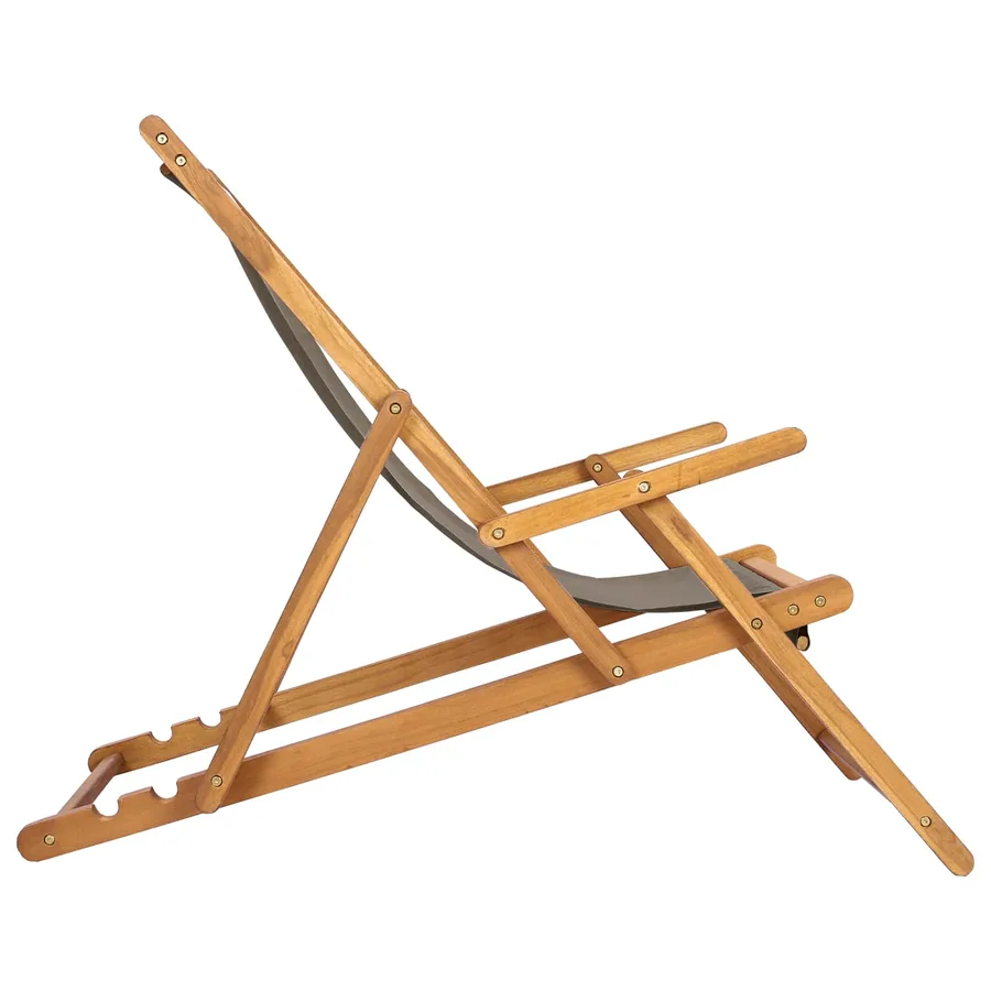 Chaise de plage Taupe Bois de teck massif - 4