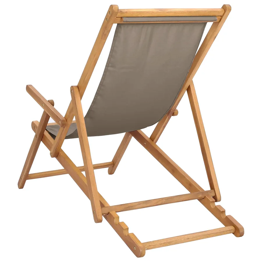 Chaise de plage Taupe Bois de teck massif - 5