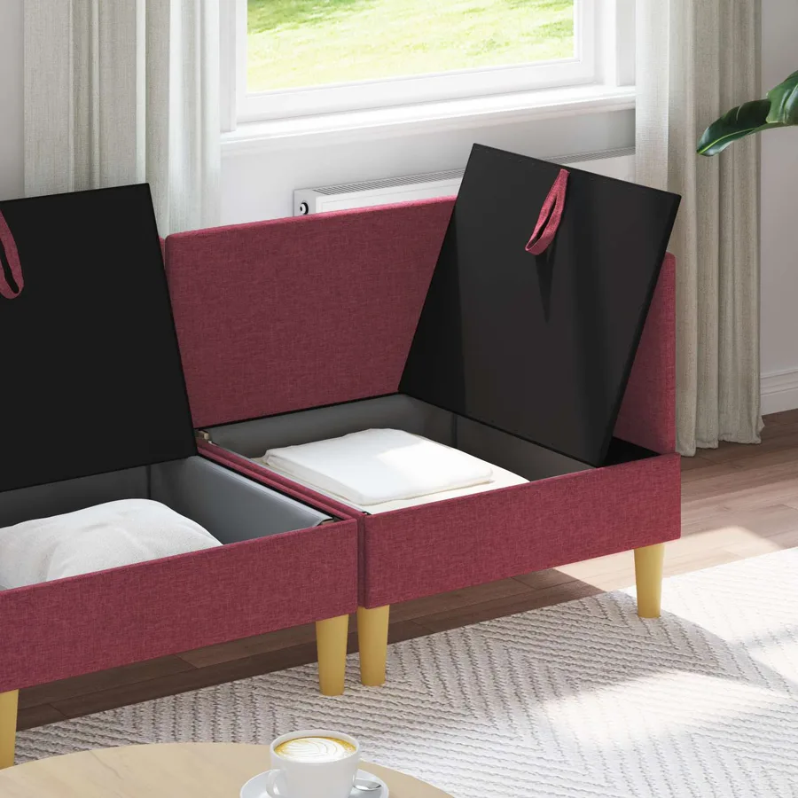 Canapé modulaire avec rangement 3 pcs Bordeaux Tissu - 3