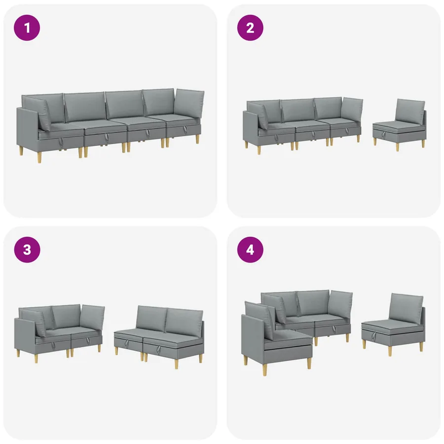 Canapé modulaire avec rangement 4 pcs Gris clair Tissu - 10