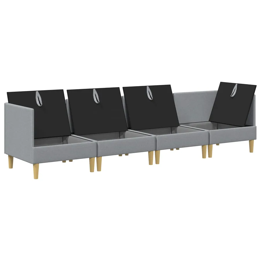 Canapé modulaire avec rangement 4 pcs Gris clair Tissu - 4