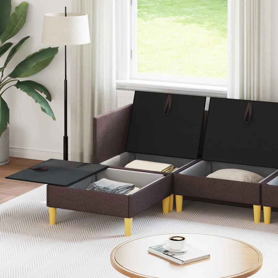 Canapé modulaire avec rangement 6 pcs Marron foncé Tissu - 3