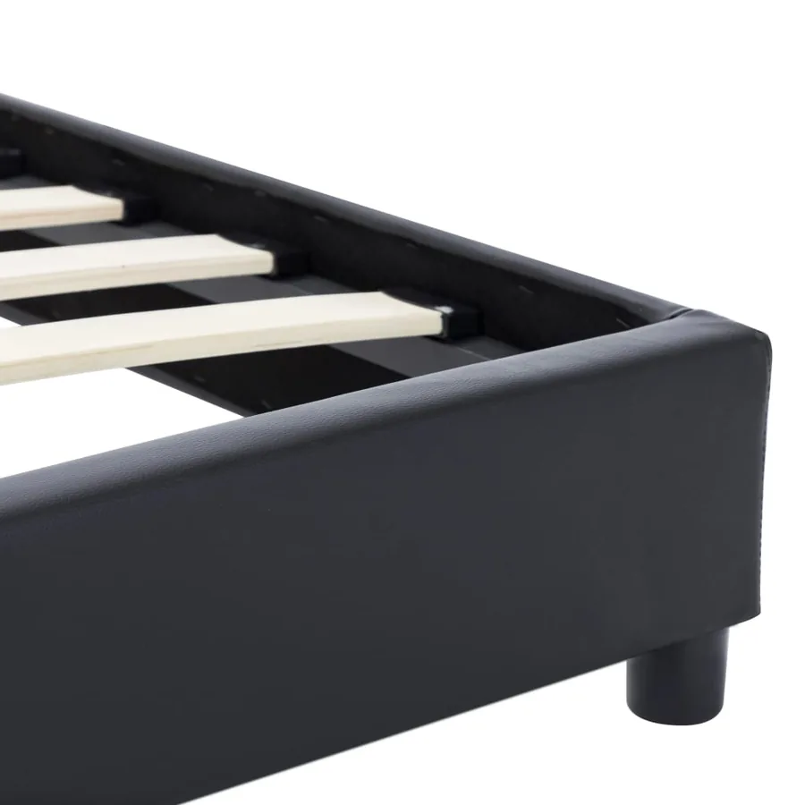Cadre de lit sans matelas noir similicuir 120x200 cm - 5