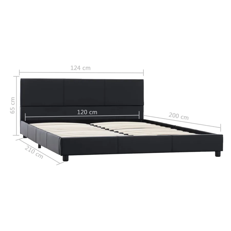 Cadre de lit sans matelas noir similicuir 120x200 cm - 7