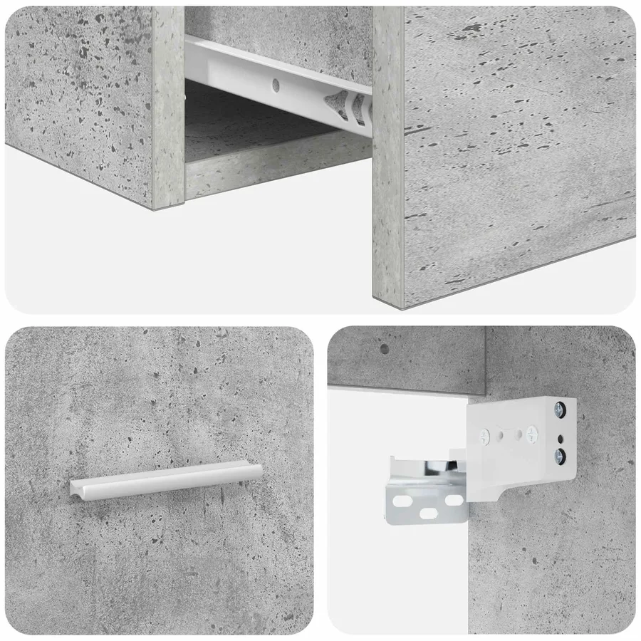 Vanité de lavabo mural Gris béton 49,5 x 44,5 x 66 cm - 6