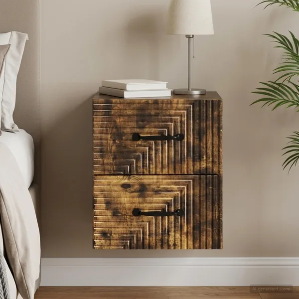 Cabinet de chevet mural Chêne fumé 34,5 x 33 x 40 cm