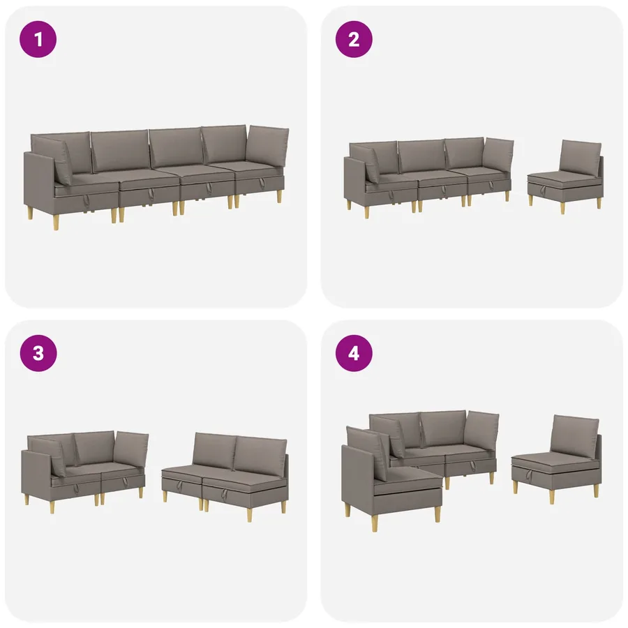 Canapé modulaire avec rangement 4 pcs Taupe Tissu - 10