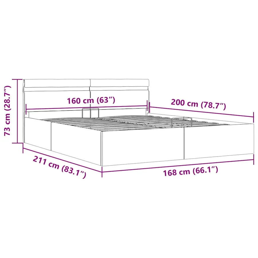 Cadre de lit à rangement hydraulique sans matelas 160x200 cm - 13